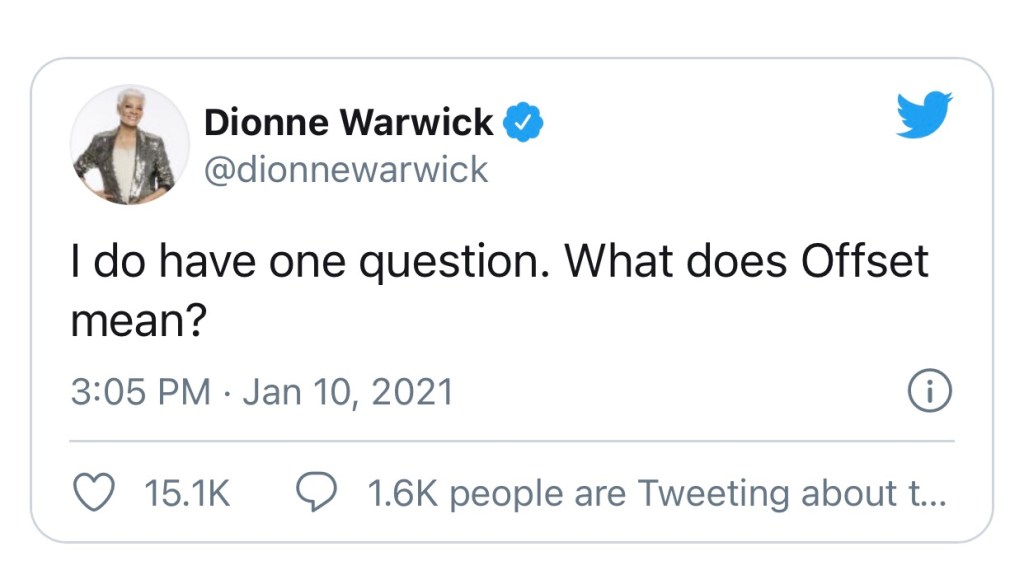 DIONNE WARWICK HAS DISCOVERED CARDI B, BUT SHE’S STILL NOT SURE WHAT AN OFFSET&nbsp;IS